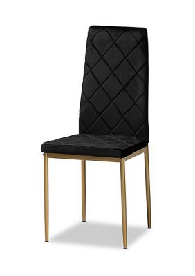 Blaise Modern Luxe and Glam Velvet Fabric Upholstered and Gold Finished Metal 4-Piece Dining Chair Set