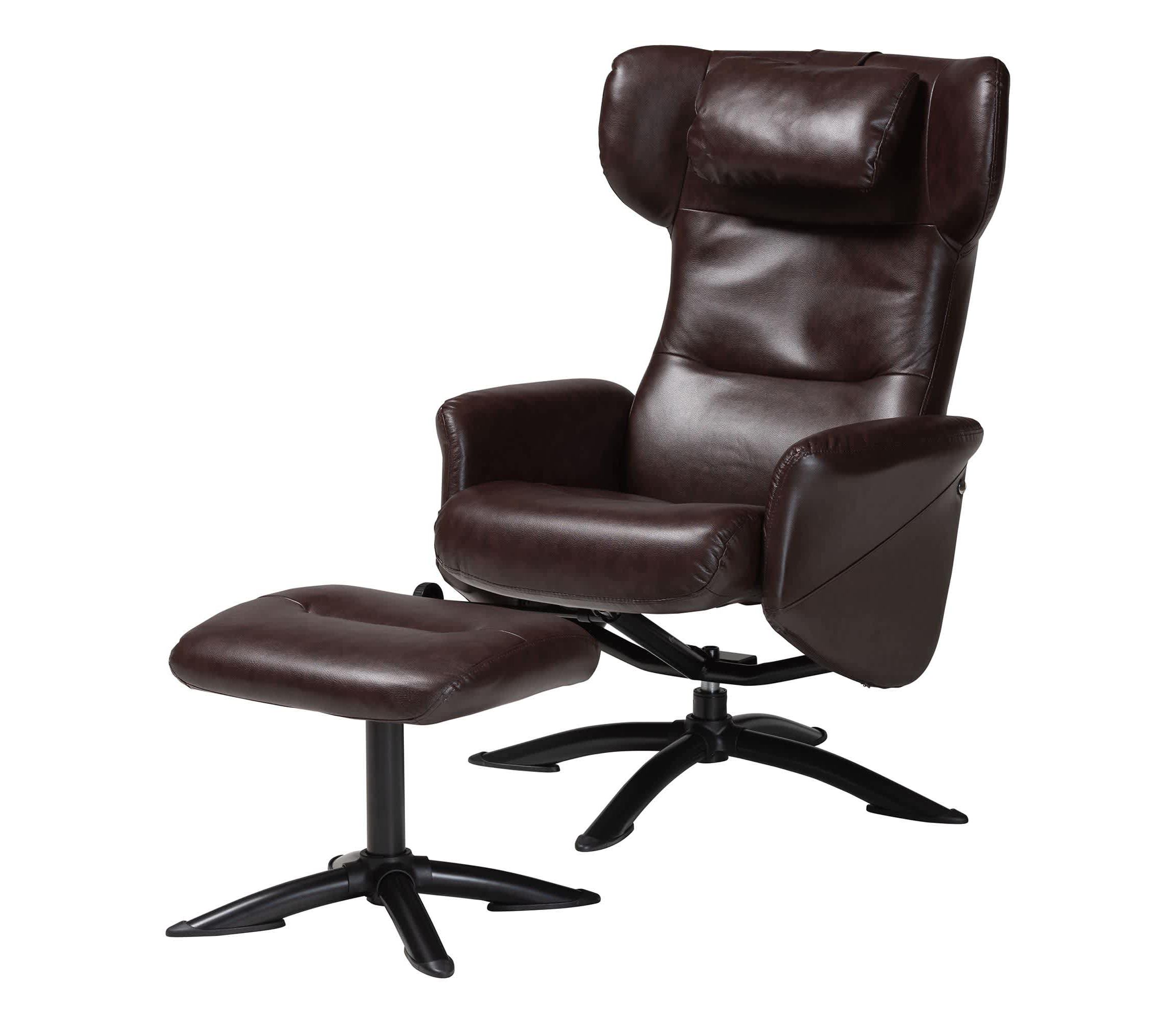 Elwood Brown Faux Leather 2-Piece Lounge Chair and Footrest Set