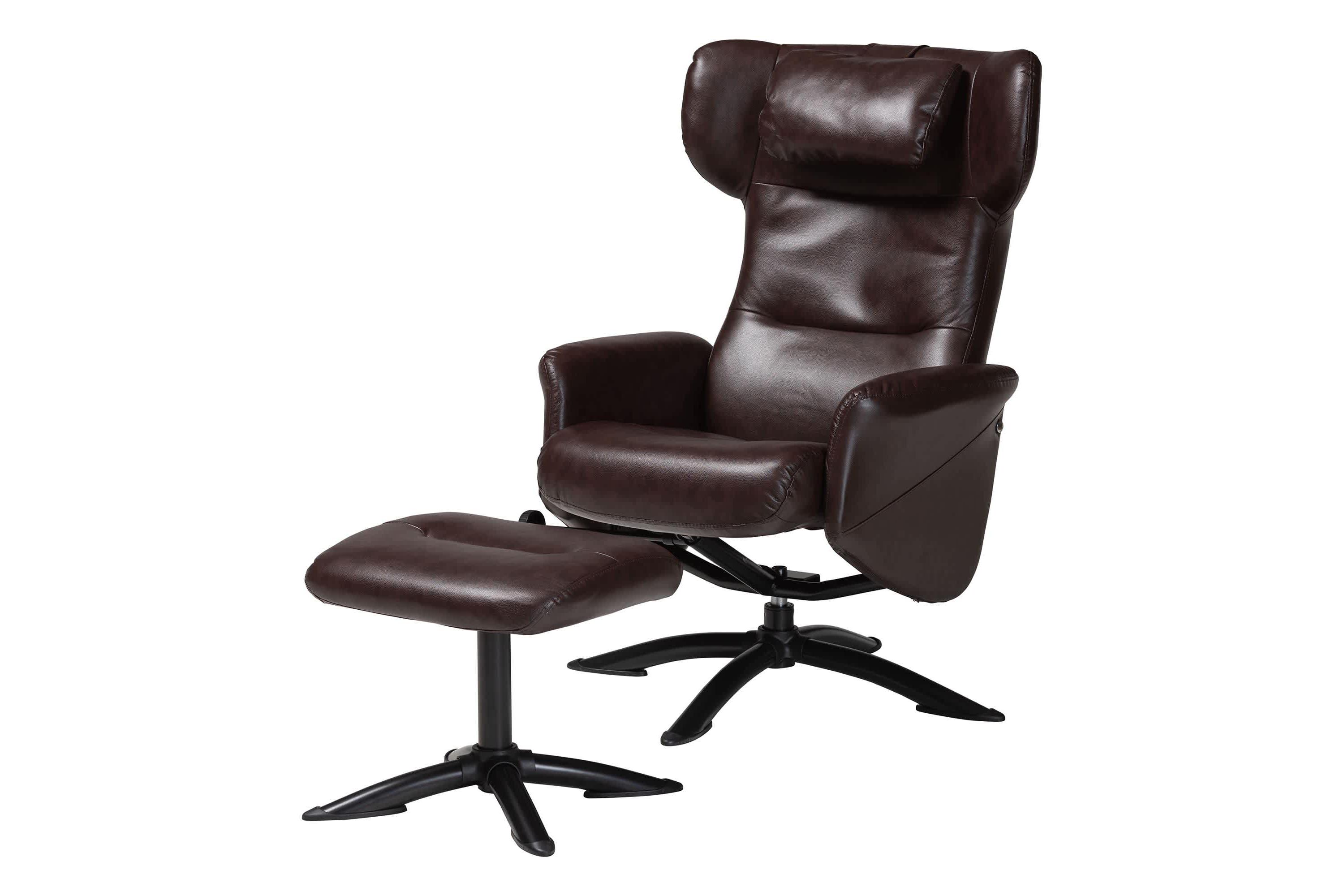 Elwood Brown Faux Leather 2-Piece Lounge Chair and Footrest Set