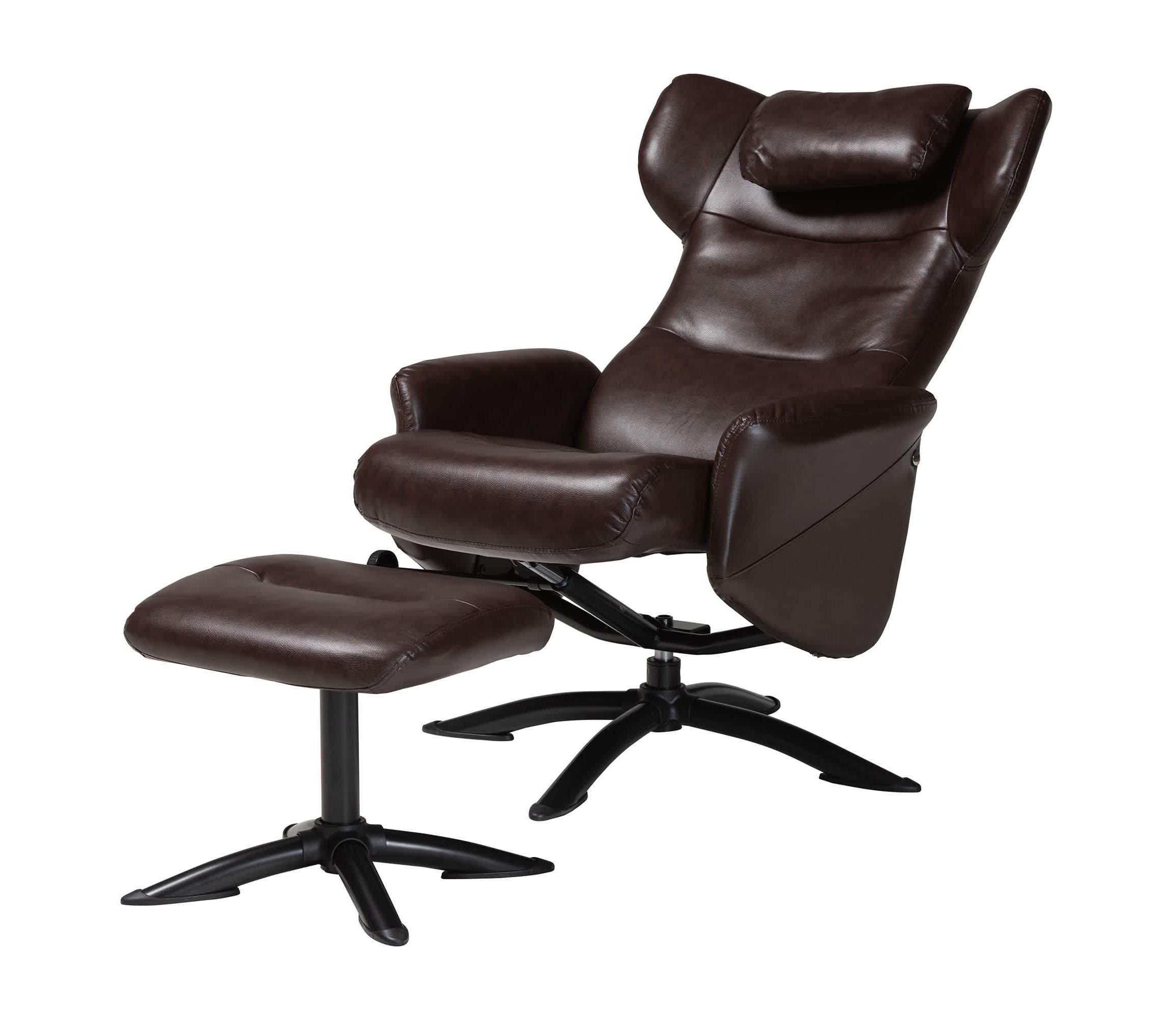Elwood Brown Faux Leather 2-Piece Lounge Chair and Footrest Set