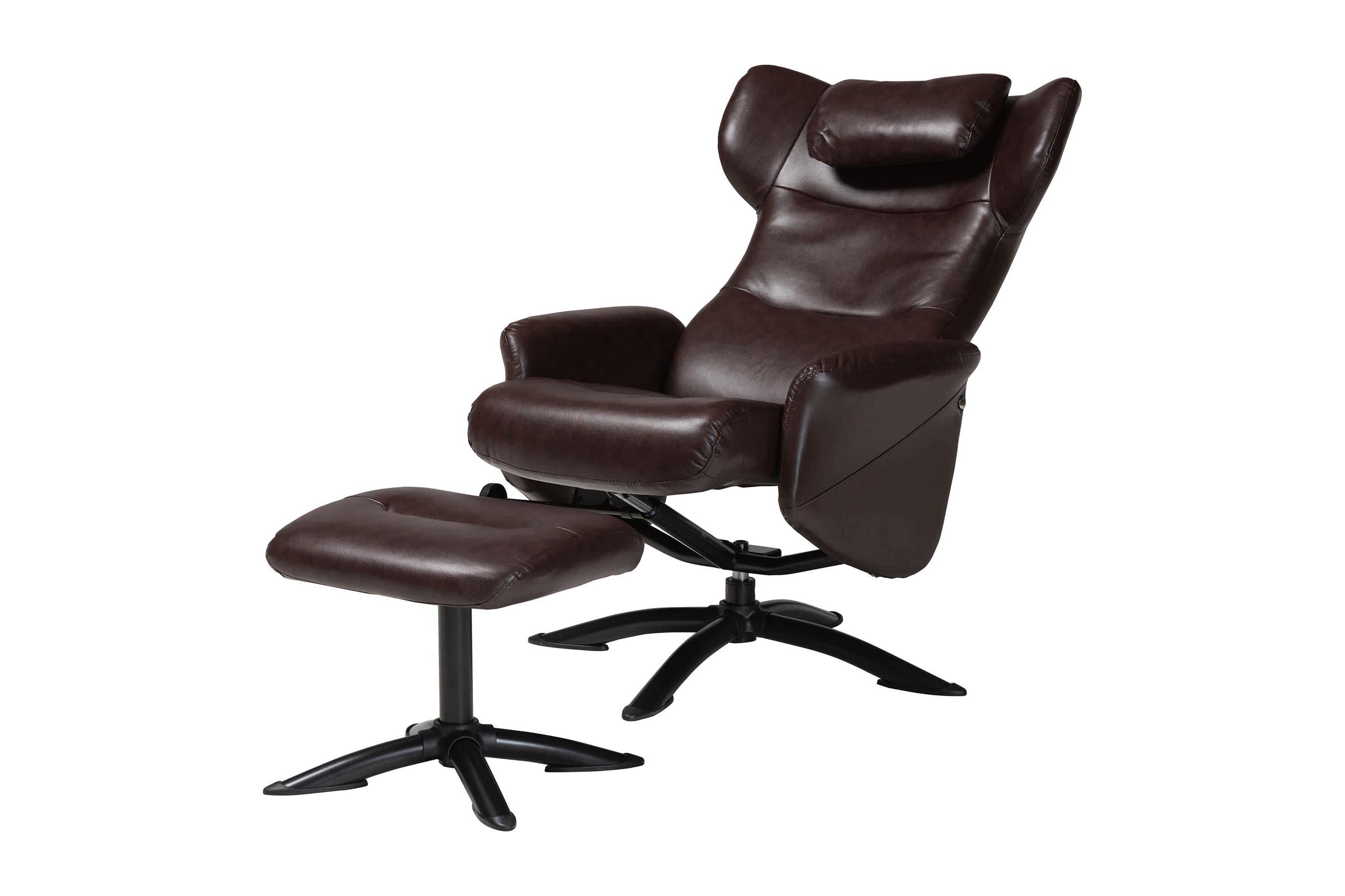 Elwood Brown Faux Leather 2-Piece Lounge Chair and Footrest Set