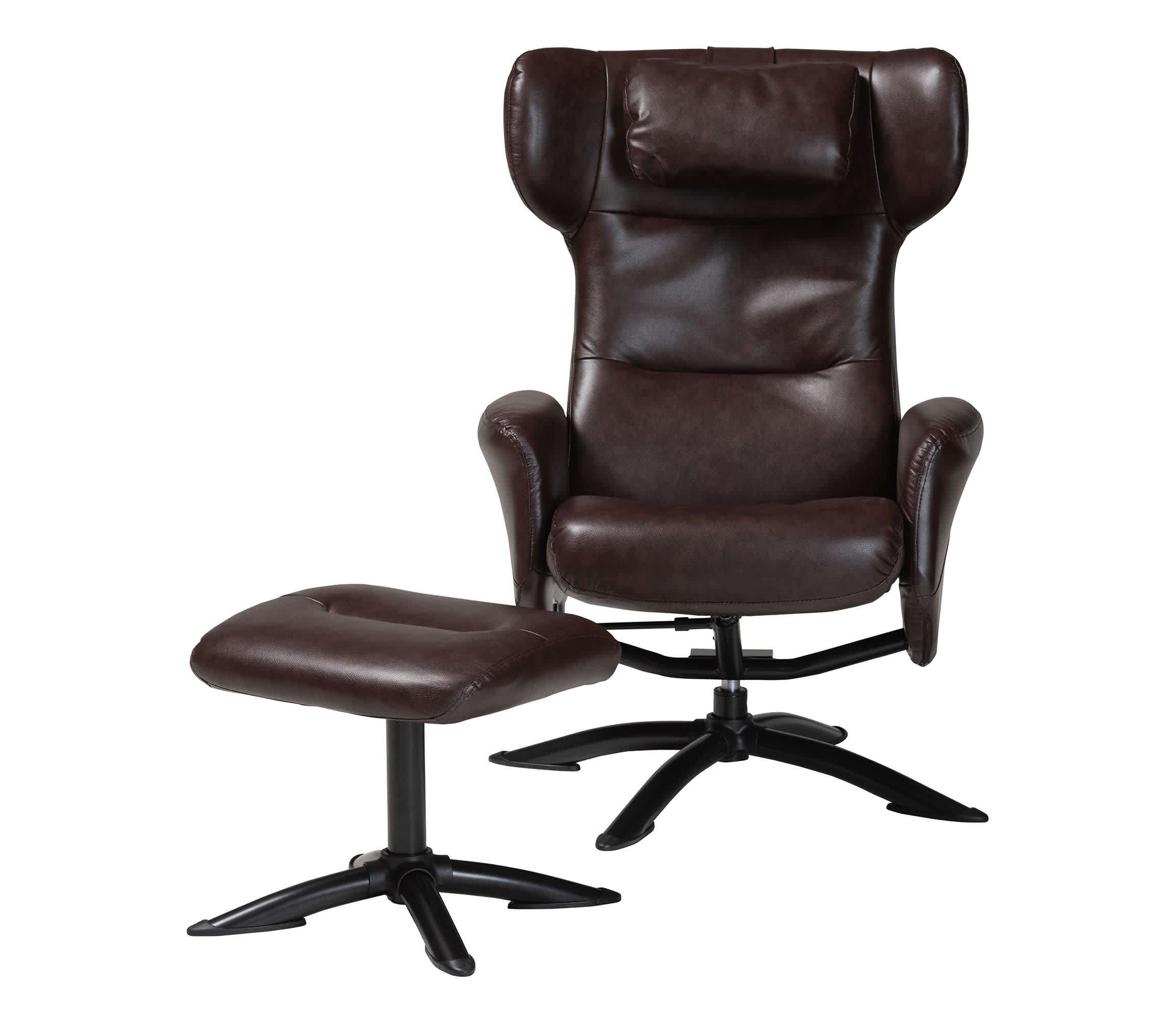 Elwood Brown Faux Leather 2-Piece Lounge Chair and Footrest Set