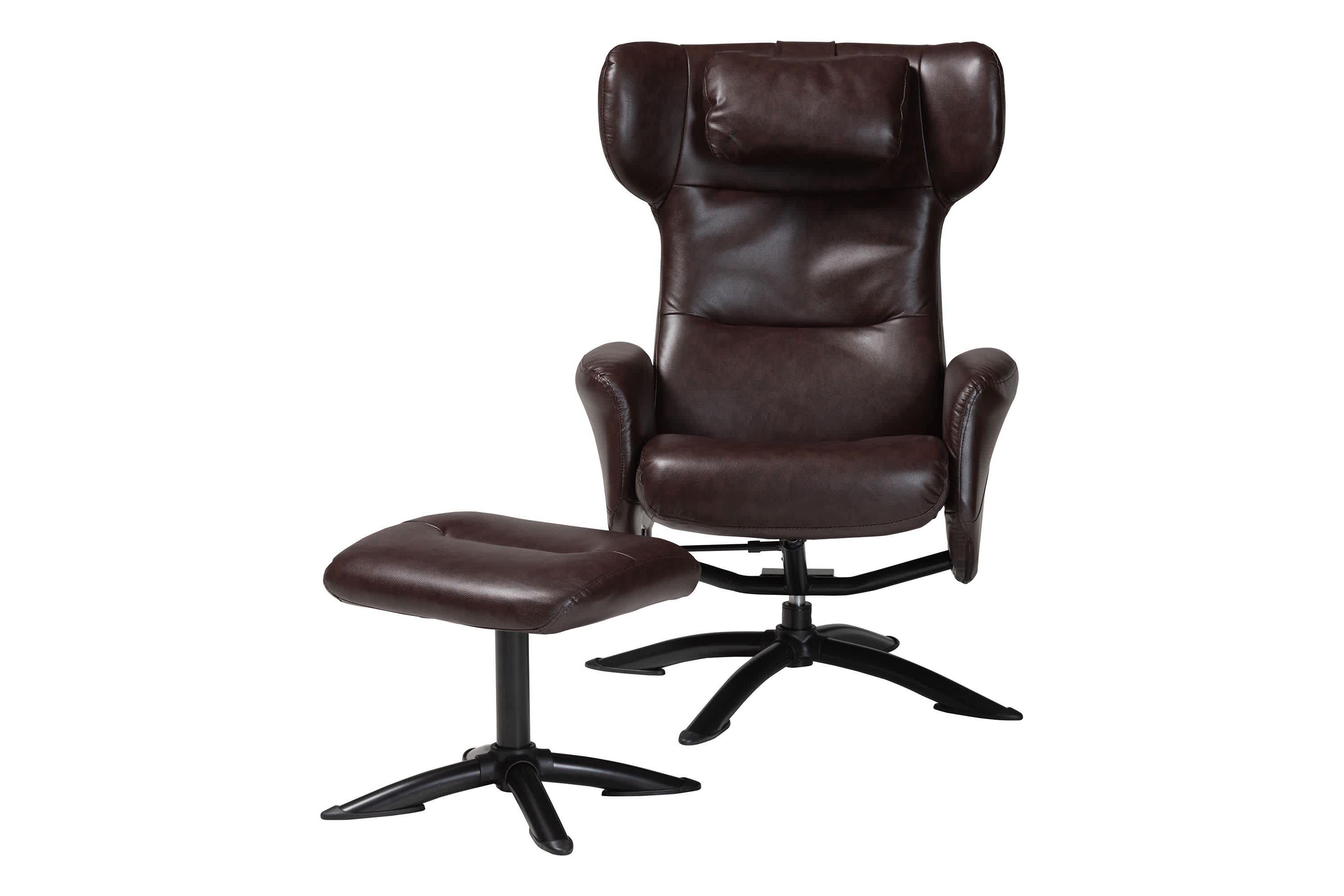 Elwood Brown Faux Leather 2-Piece Lounge Chair and Footrest Set