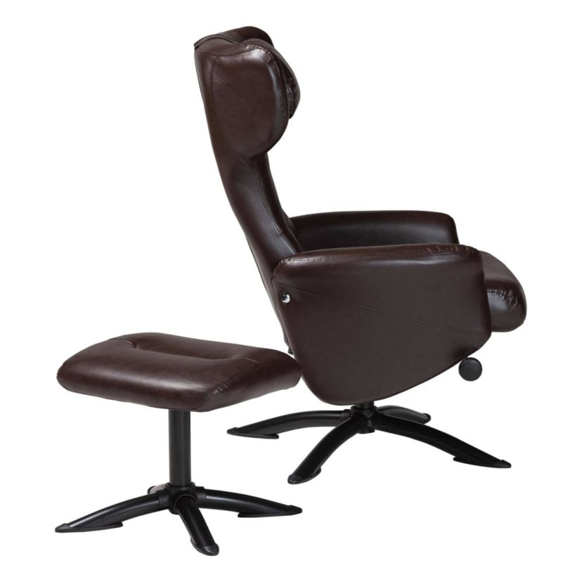 Elwood Brown Faux Leather 2-Piece Lounge Chair and Footrest Set