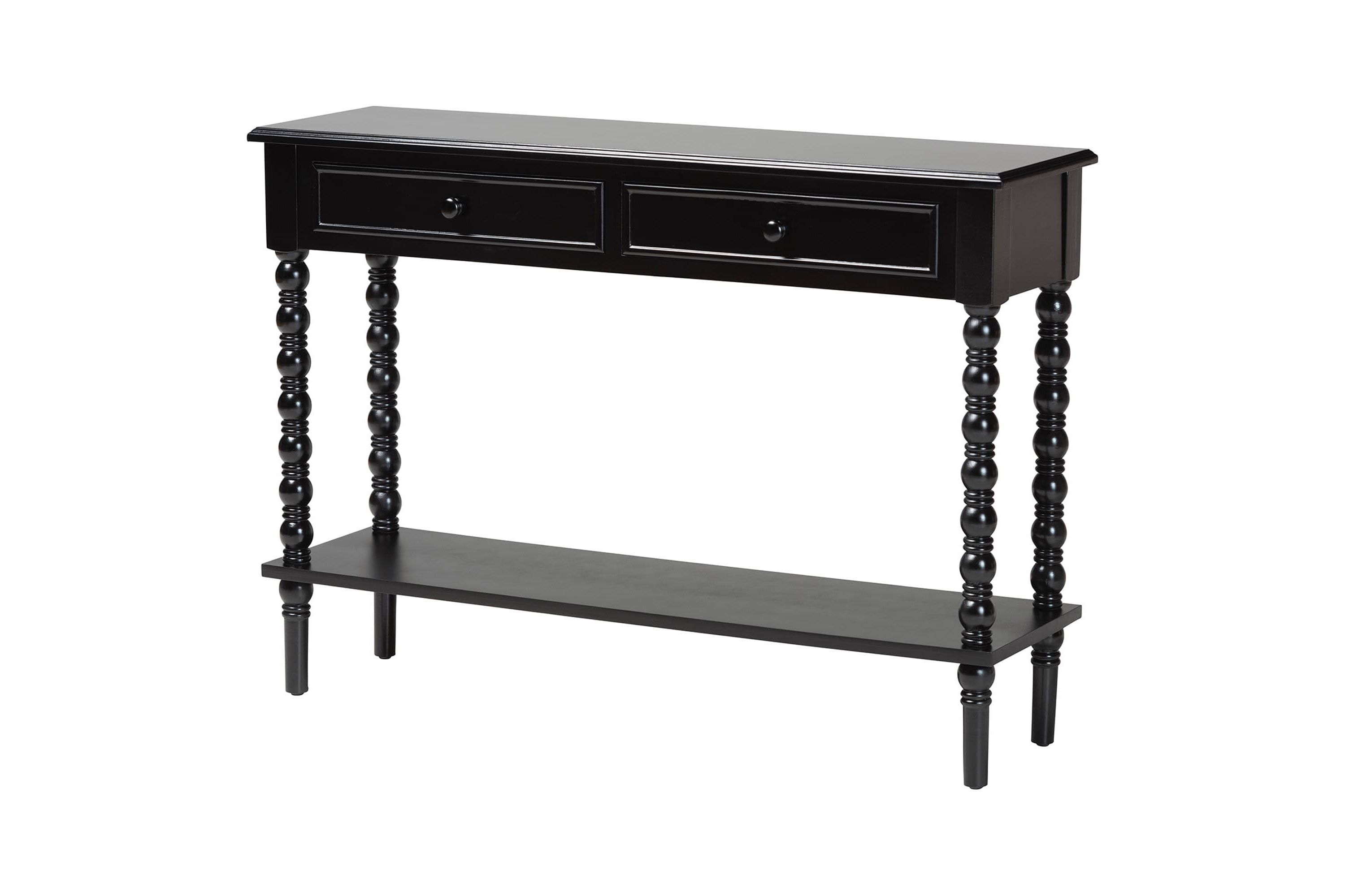 Malinda White Wood 2-Drawer Console Table with Spindle Legs