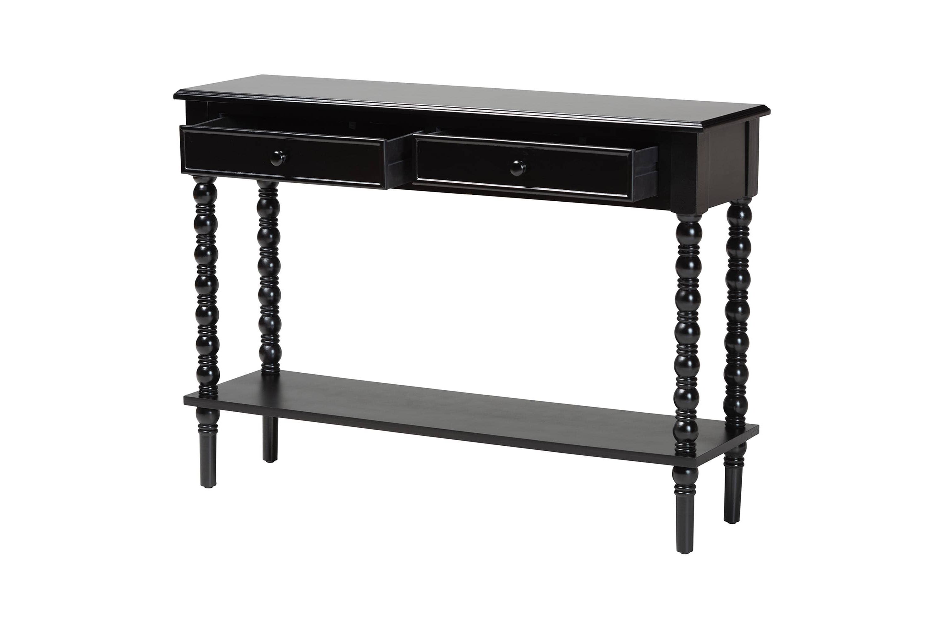 Malinda White Wood 2-Drawer Console Table with Spindle Legs