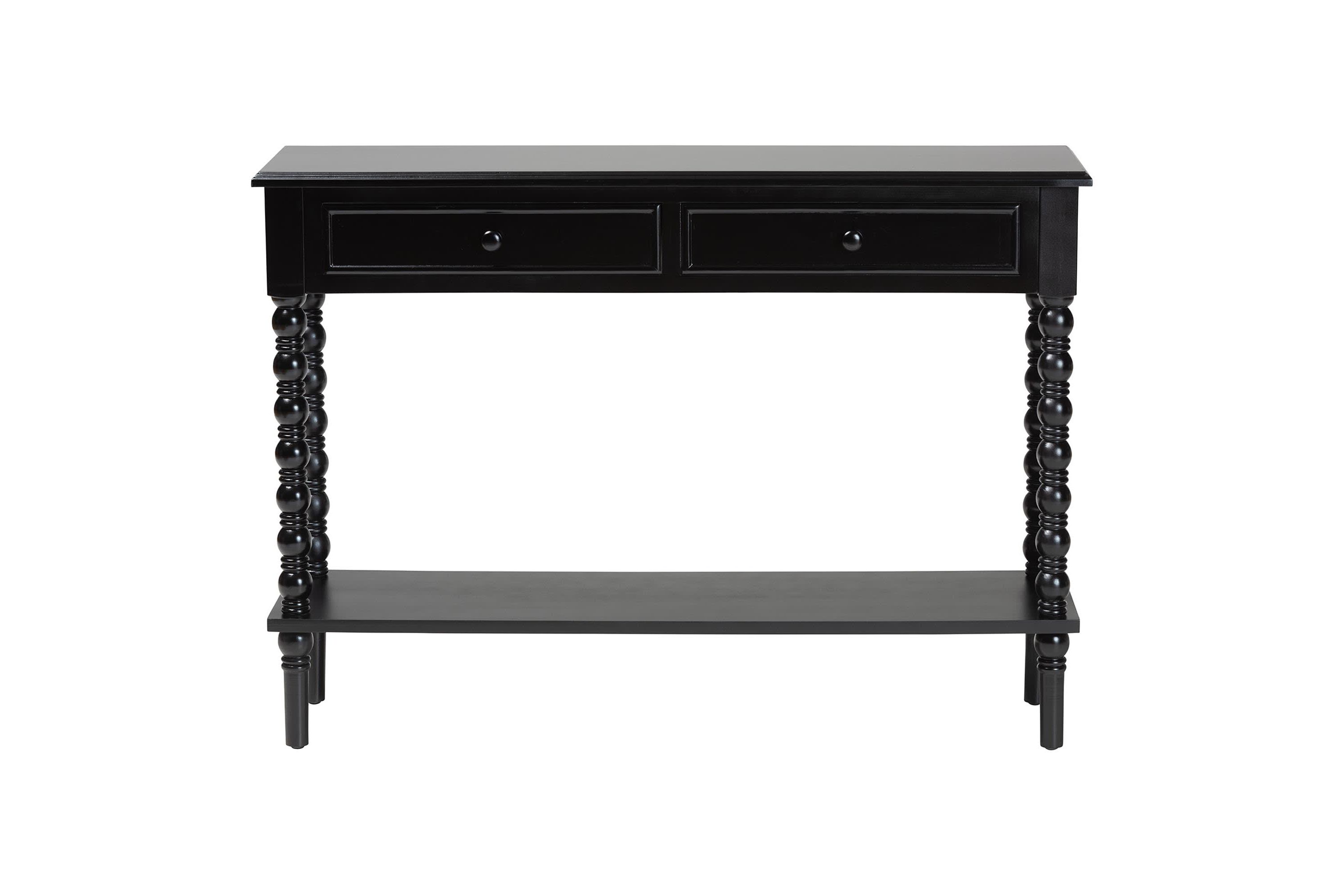 Malinda White Wood 2-Drawer Console Table with Spindle Legs