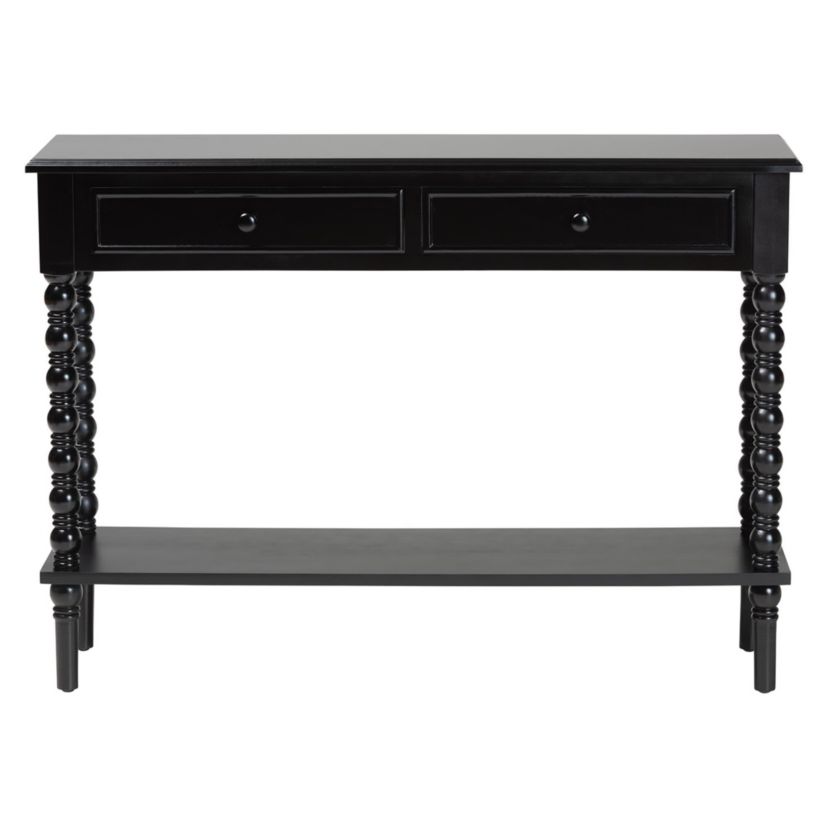 Malinda White Wood 2-Drawer Console Table with Spindle Legs
