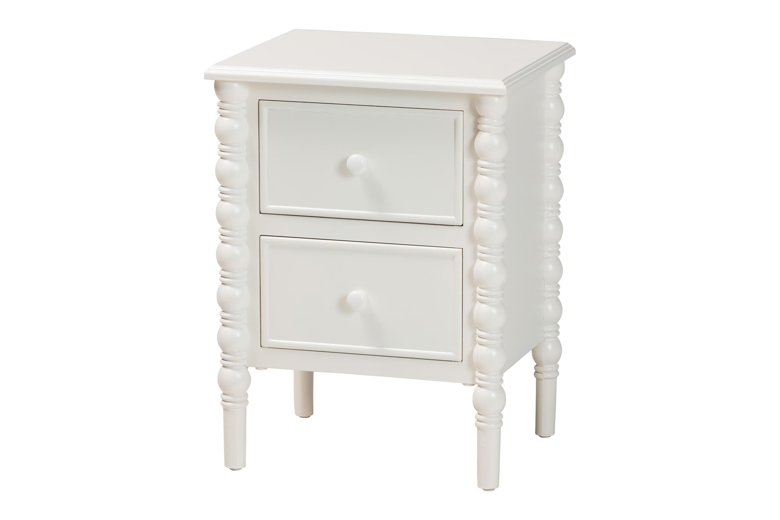 Malinda Black Wood 2-Drawer End Table with Spindle Legs