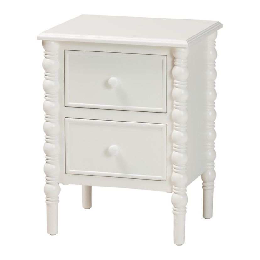 Malinda Black Wood 2-Drawer End Table with Spindle Legs