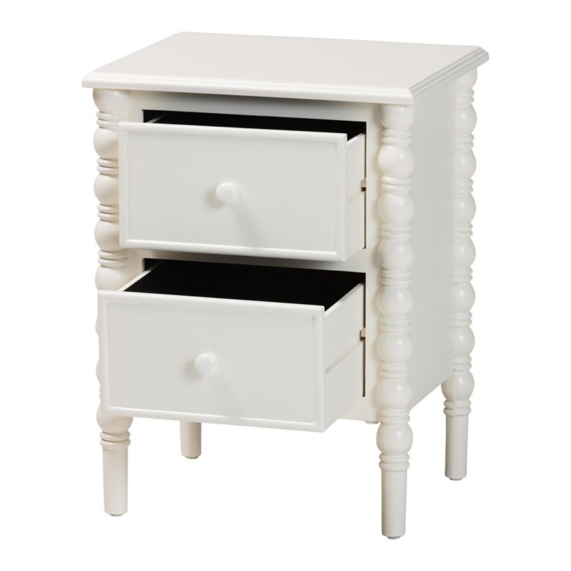 Malinda Black Wood 2-Drawer End Table with Spindle Legs