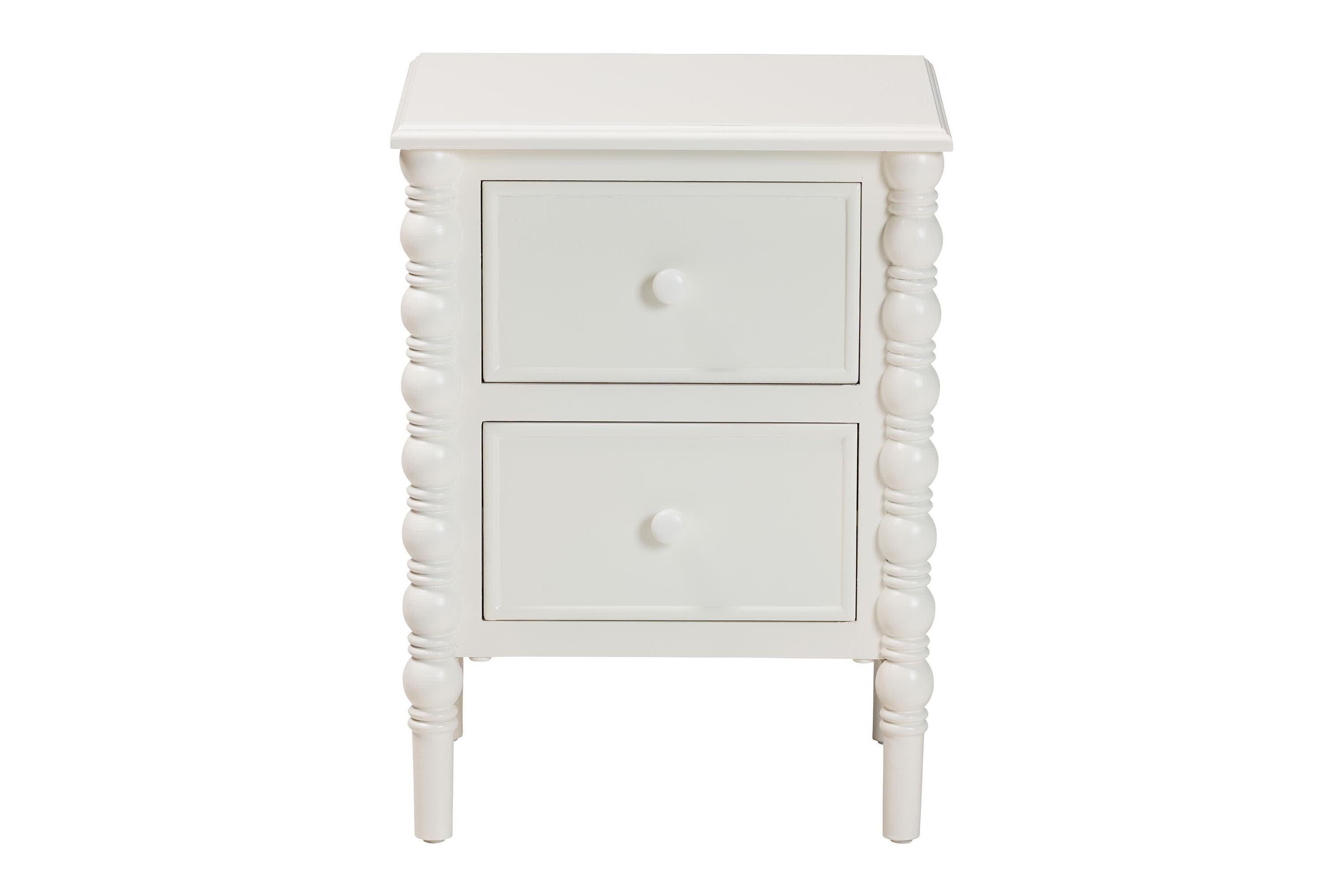 Malinda Black Wood 2-Drawer End Table with Spindle Legs