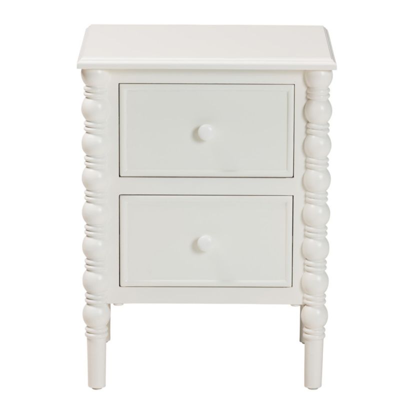 Malinda Black Wood 2-Drawer End Table with Spindle Legs
