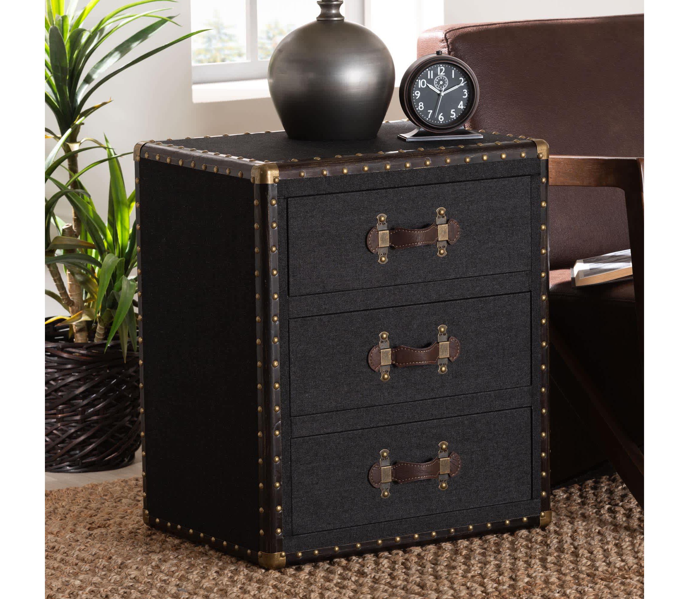 Mallison White Canvas 3-Drawer End Table