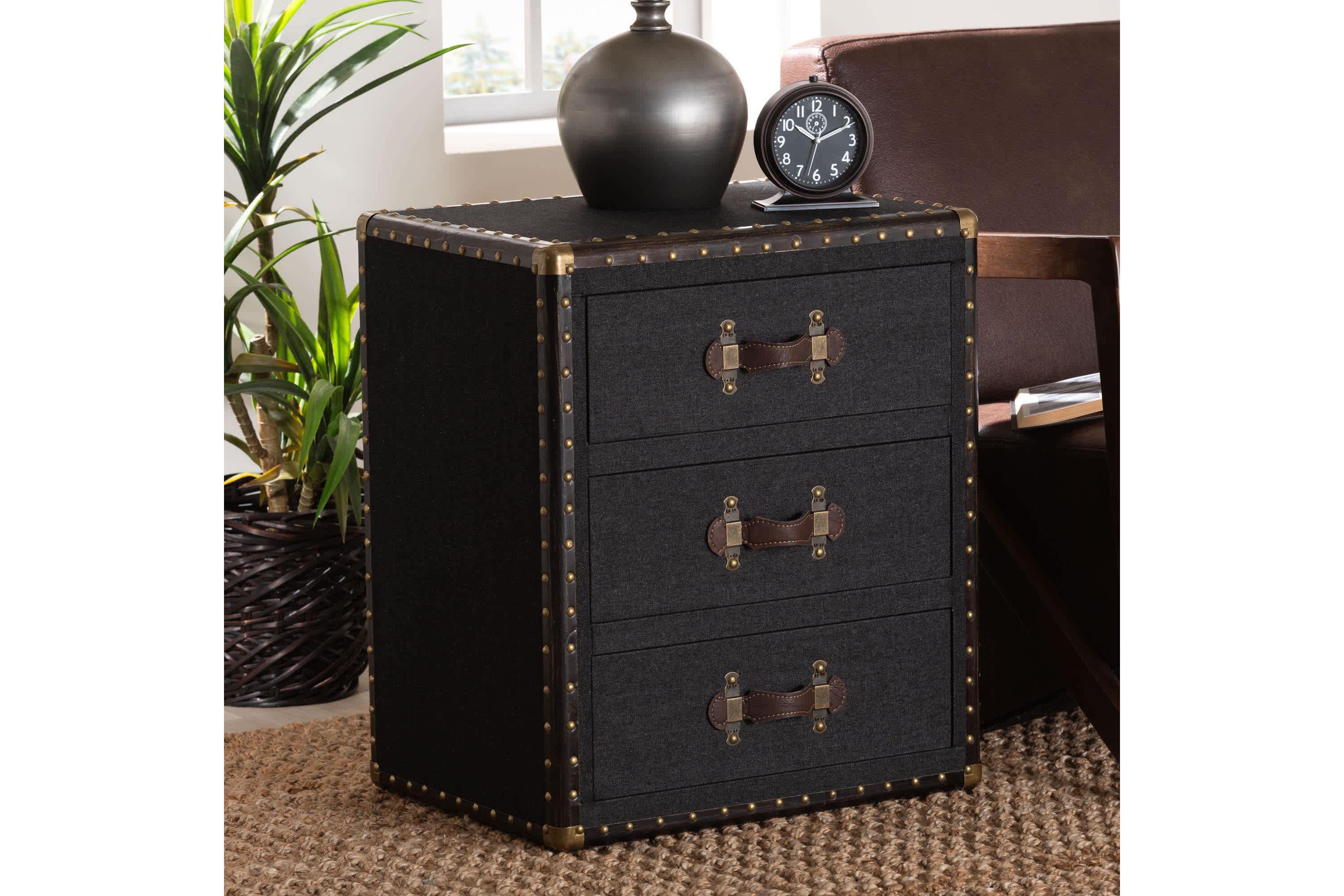 Mallison White Canvas 3-Drawer End Table