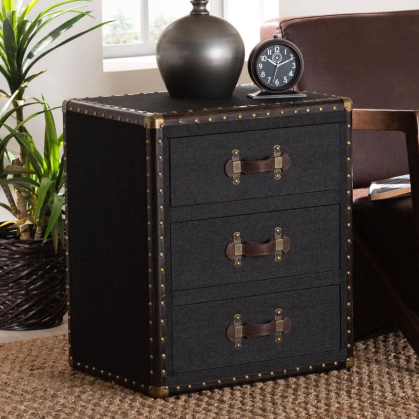 Mallison White Canvas 3-Drawer End Table