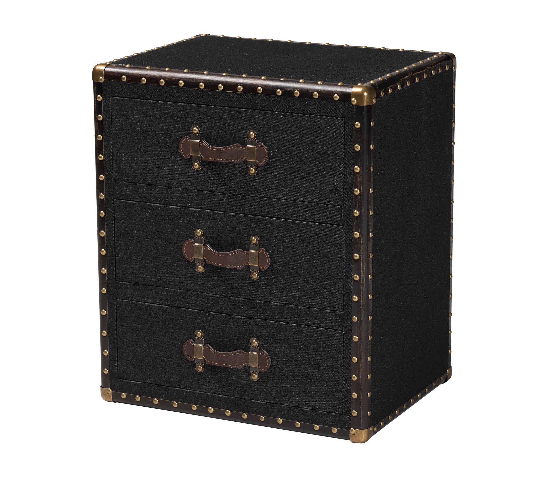 Mallison White Canvas 3-Drawer End Table