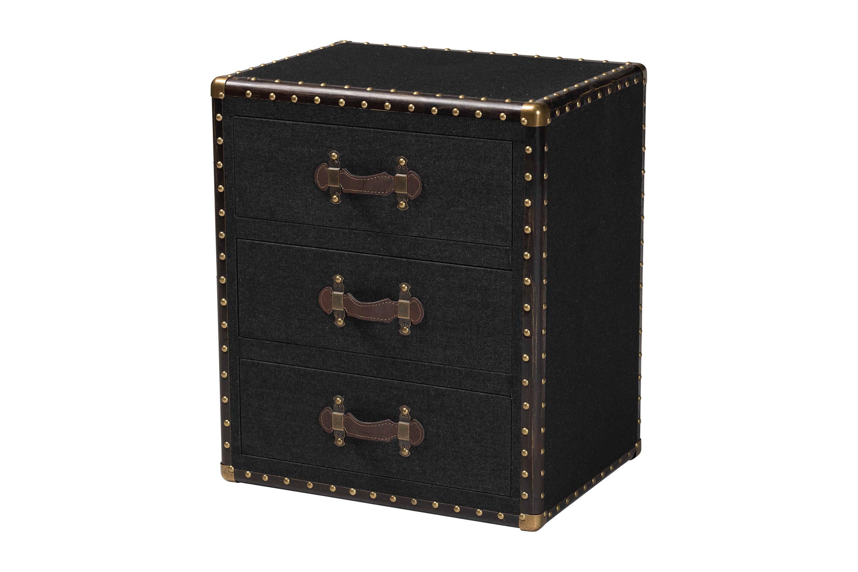 Mallison White Canvas 3-Drawer End Table