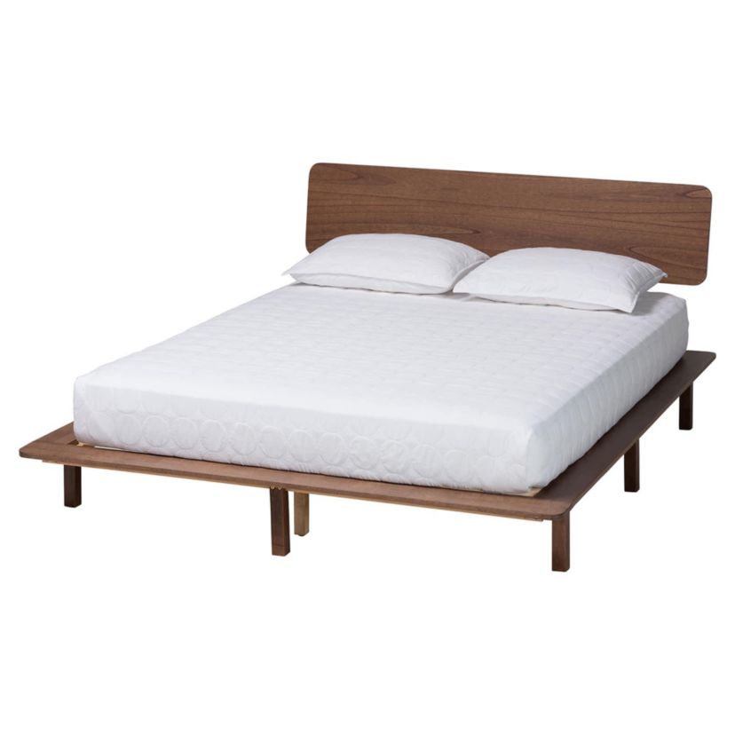 Alyssa Walnut Brown Wood King Platform Bed