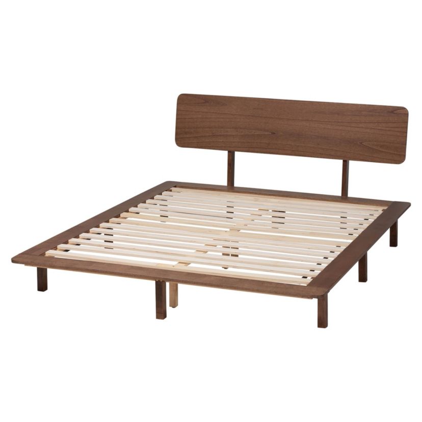 Alyssa Walnut Brown Wood King Platform Bed