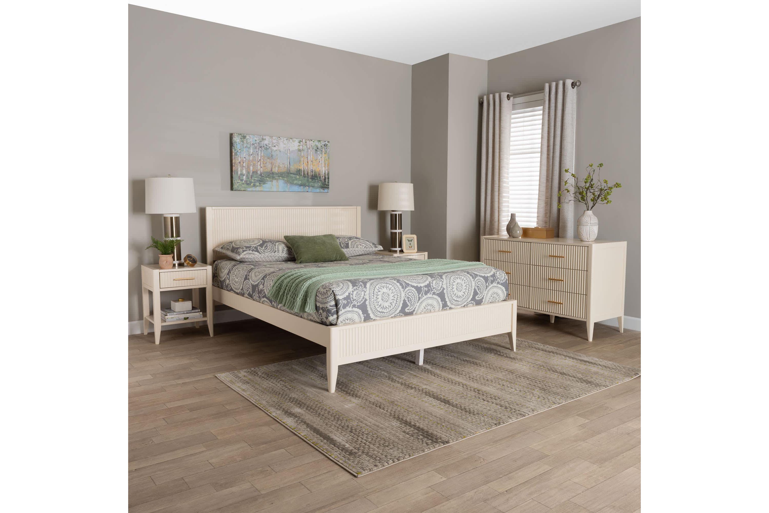 Primrose Black Fluted Wood Queen 4-Piece Bedroom Set