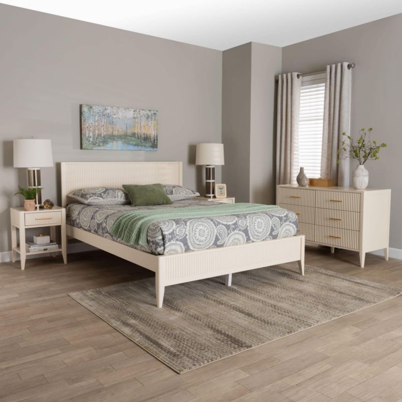 Primrose Black Fluted Wood Queen 4-Piece Bedroom Set