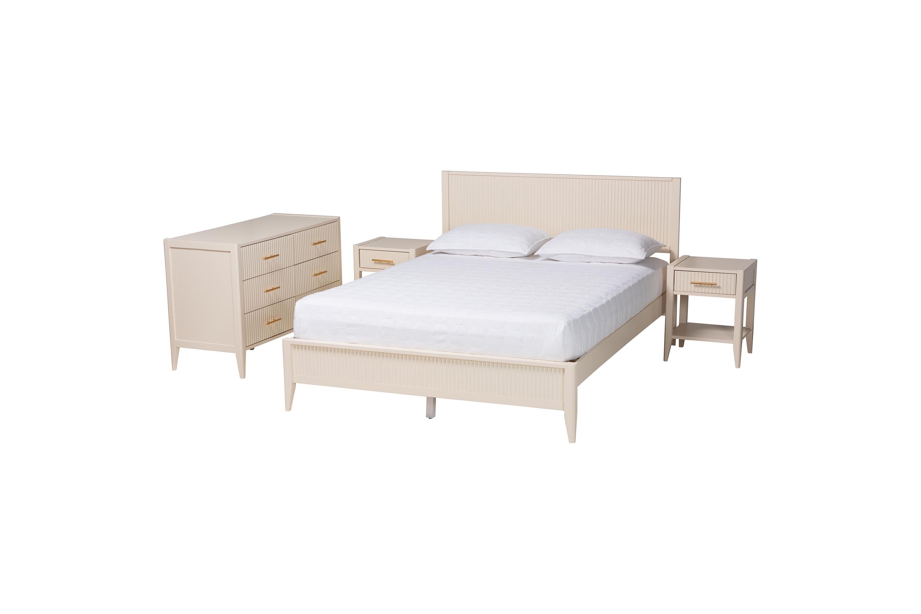 Primrose Black Fluted Wood Queen 4-Piece Bedroom Set