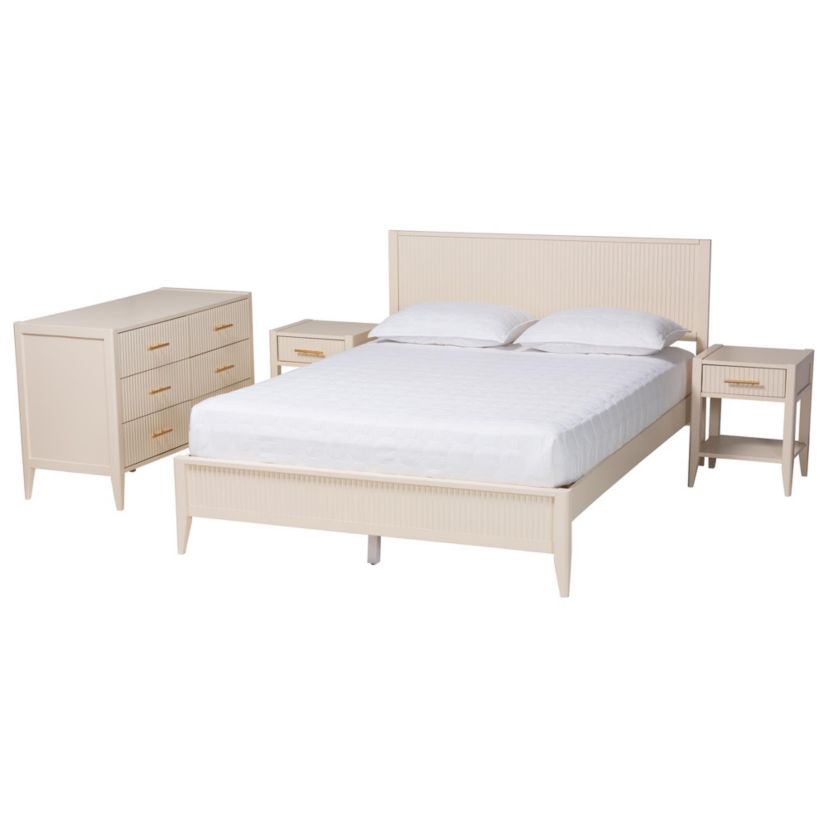 Primrose Black Fluted Wood Queen 4-Piece Bedroom Set