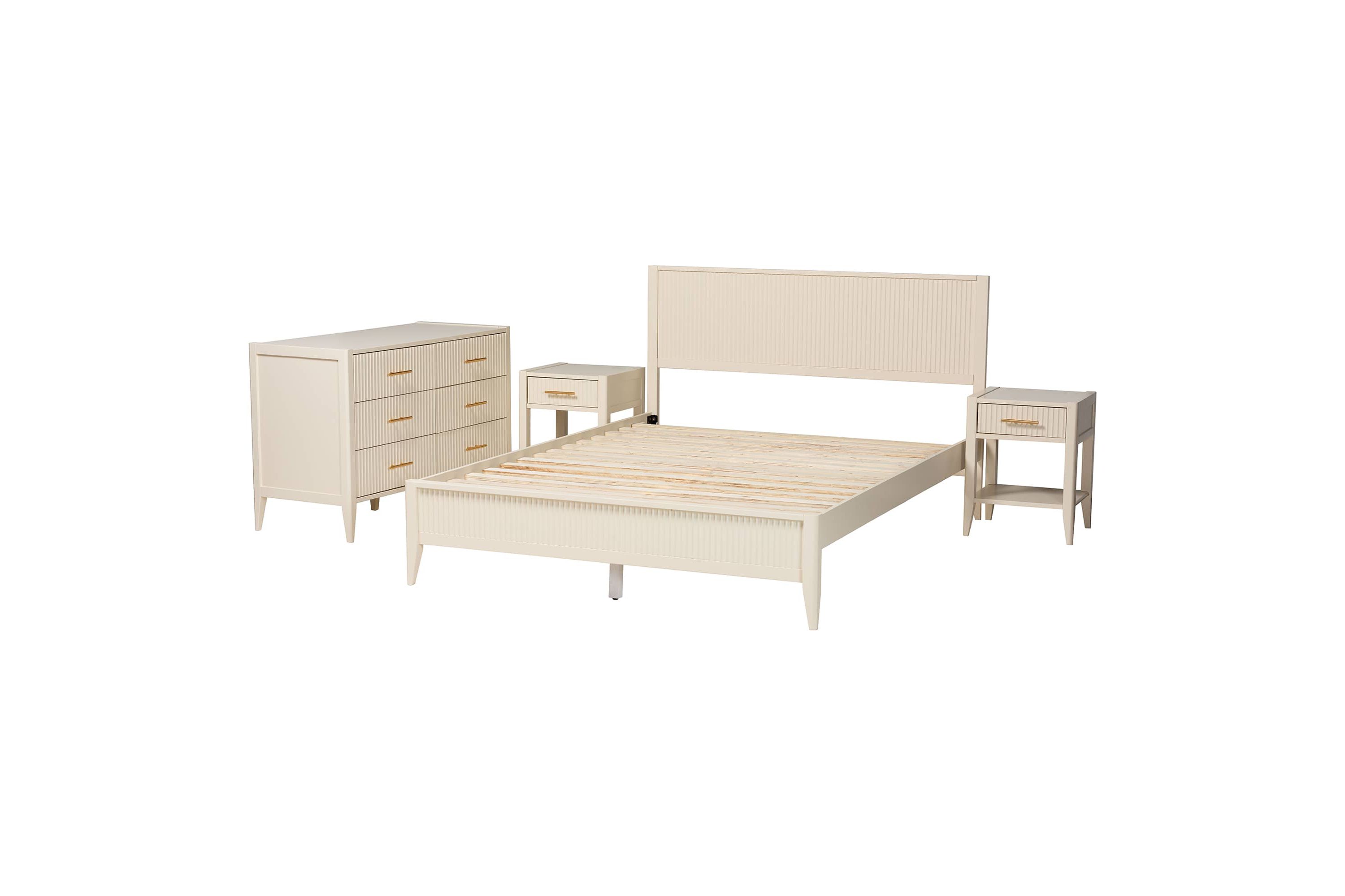 Primrose Black Fluted Wood Queen 4-Piece Bedroom Set