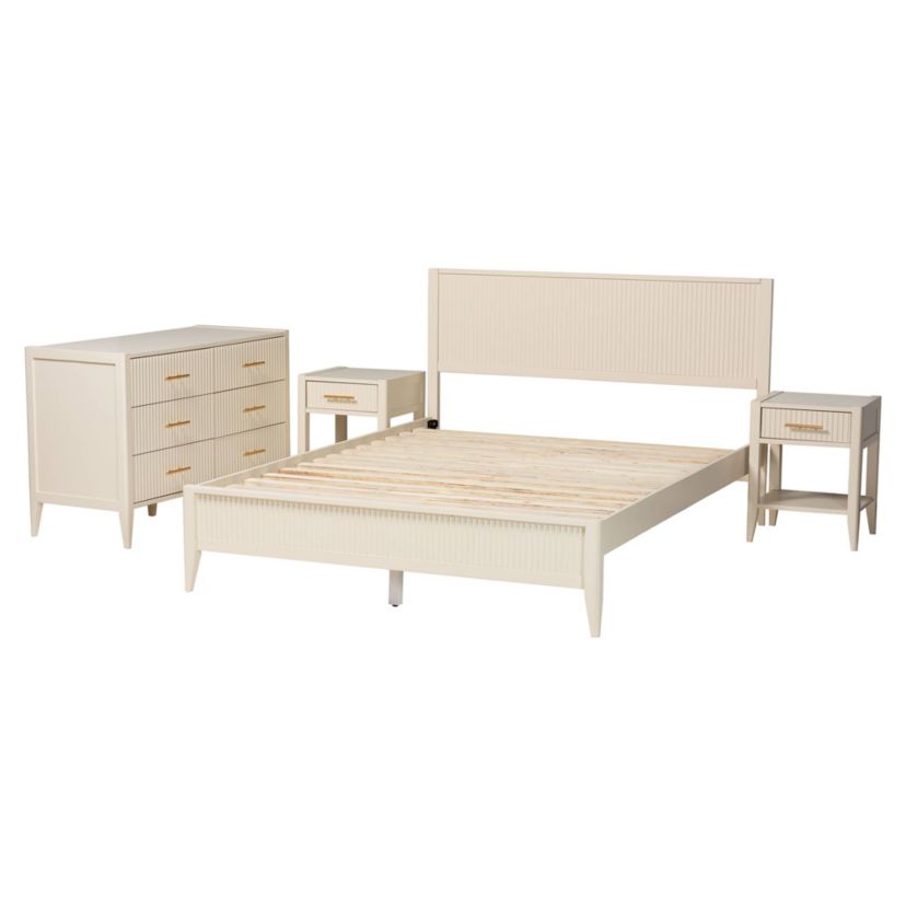 Primrose Black Fluted Wood Queen 4-Piece Bedroom Set