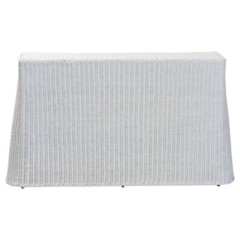 Palm White Scallop Rattan Console Table