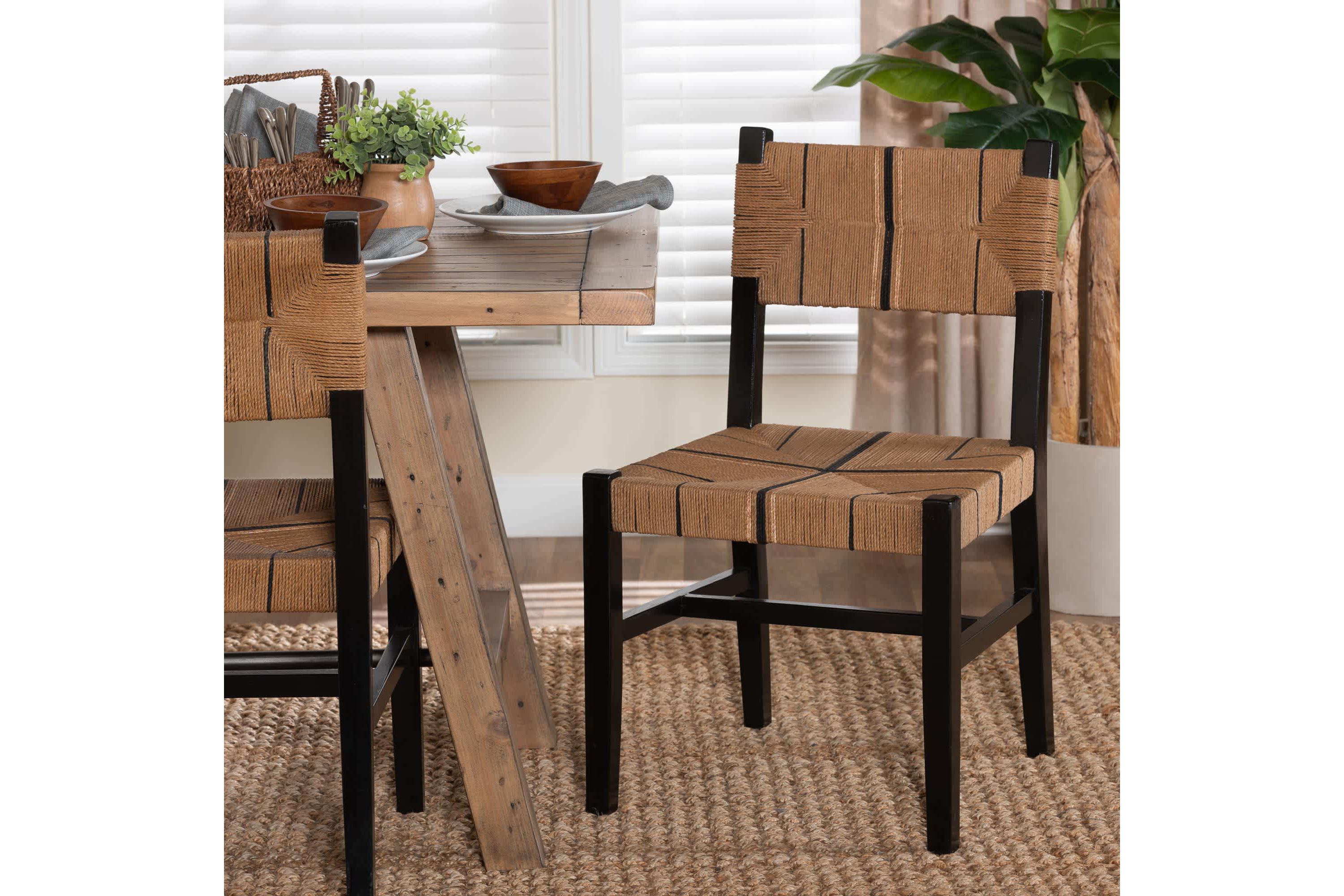 Prita Paper Loom and Natural Mahogany Wood Dining Chair