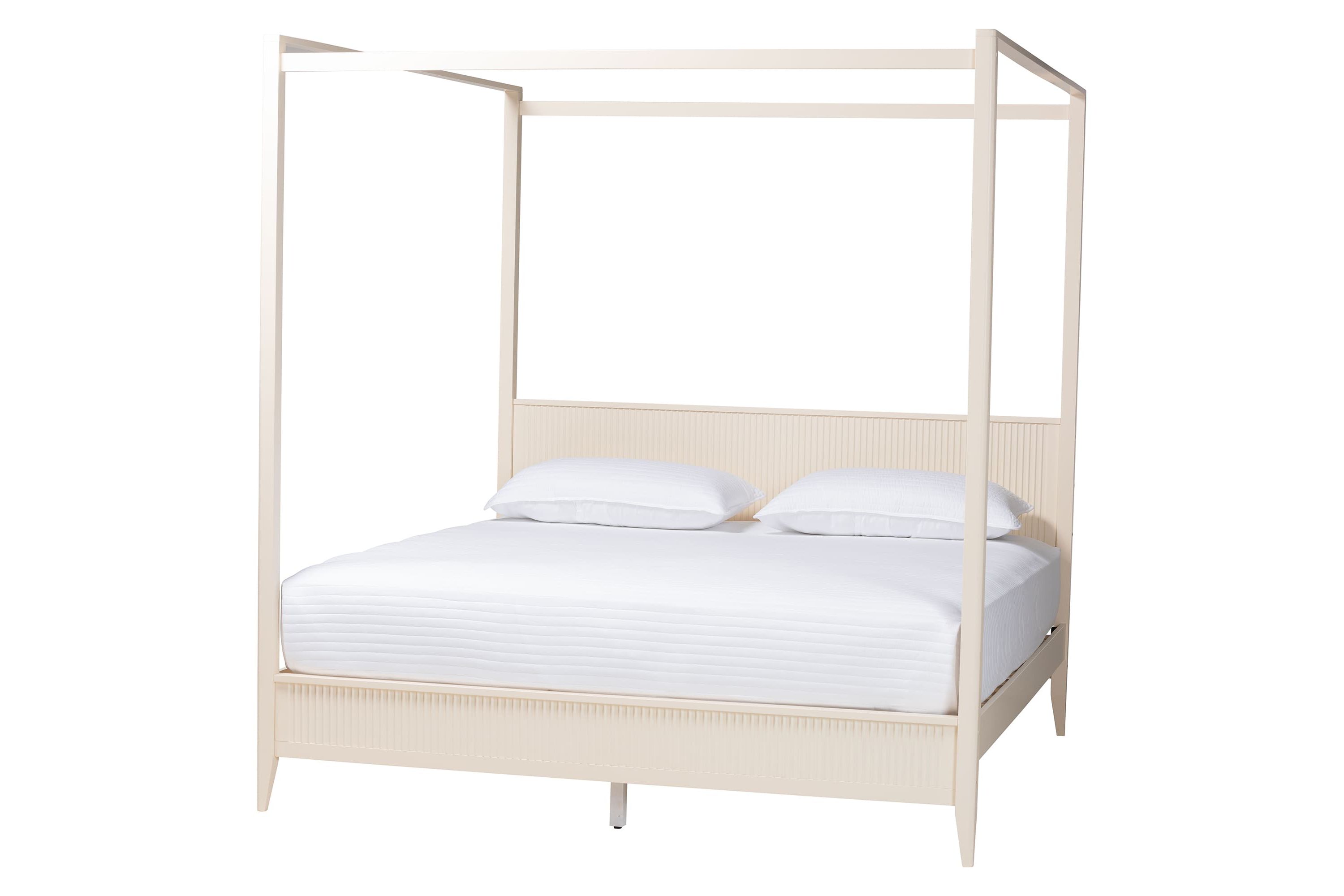 Primrose Black Fluted Wood King Canopy Bed
