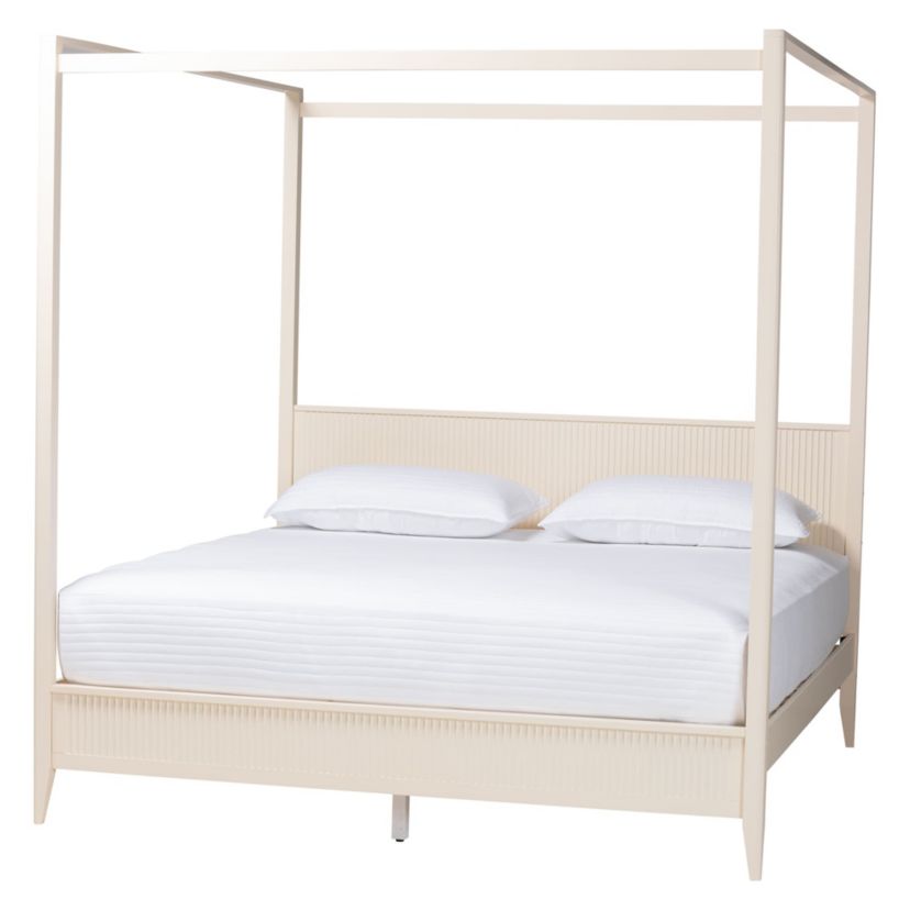 Primrose Black Fluted Wood King Canopy Bed