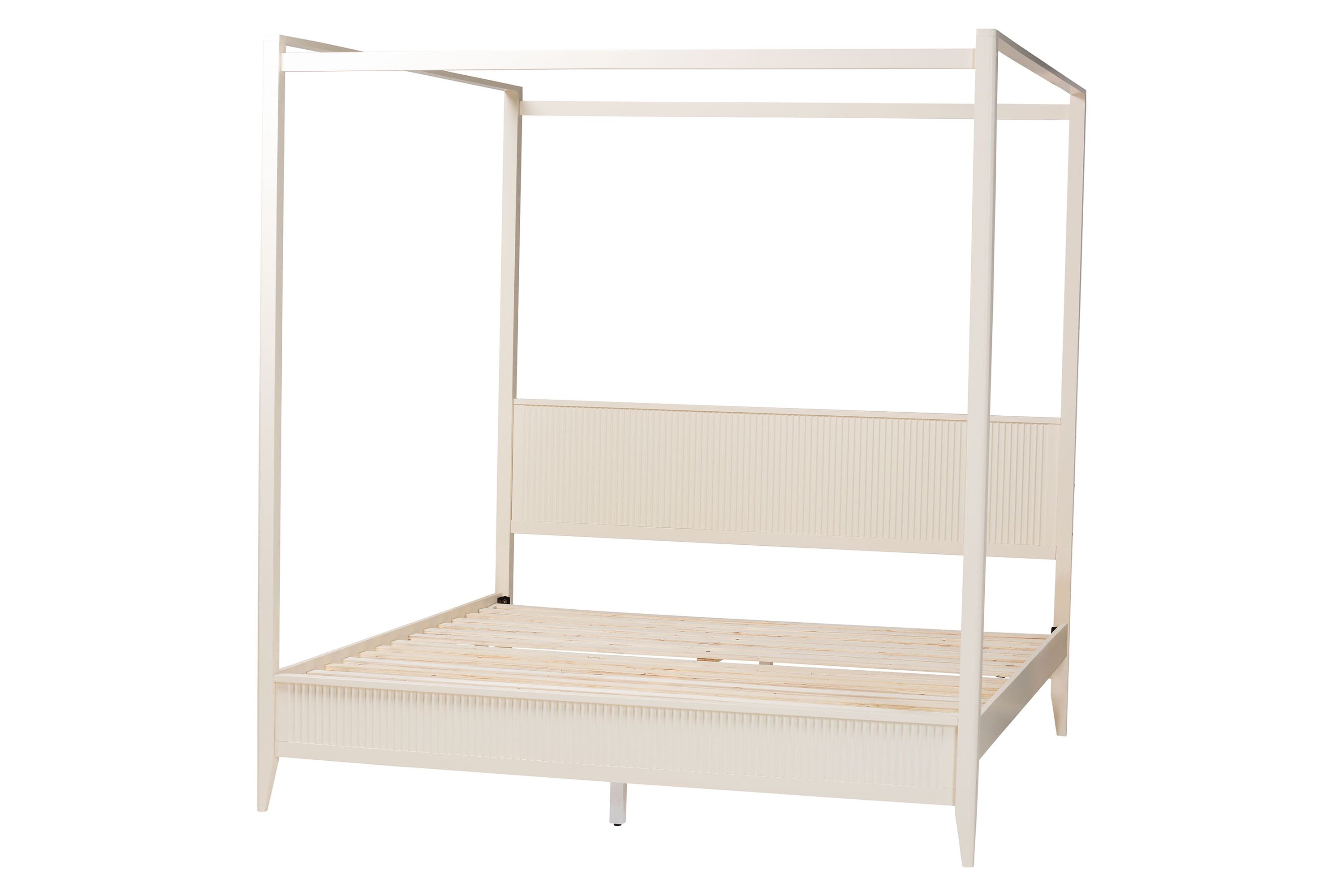 Primrose Black Fluted Wood King Canopy Bed