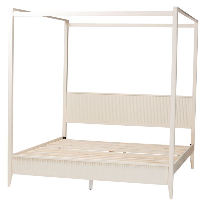 Primrose Black Fluted Wood King Canopy Bed