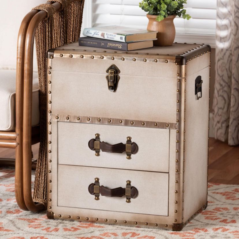 Agatha Coffee Canvas 2-Drawer Storage Trunk