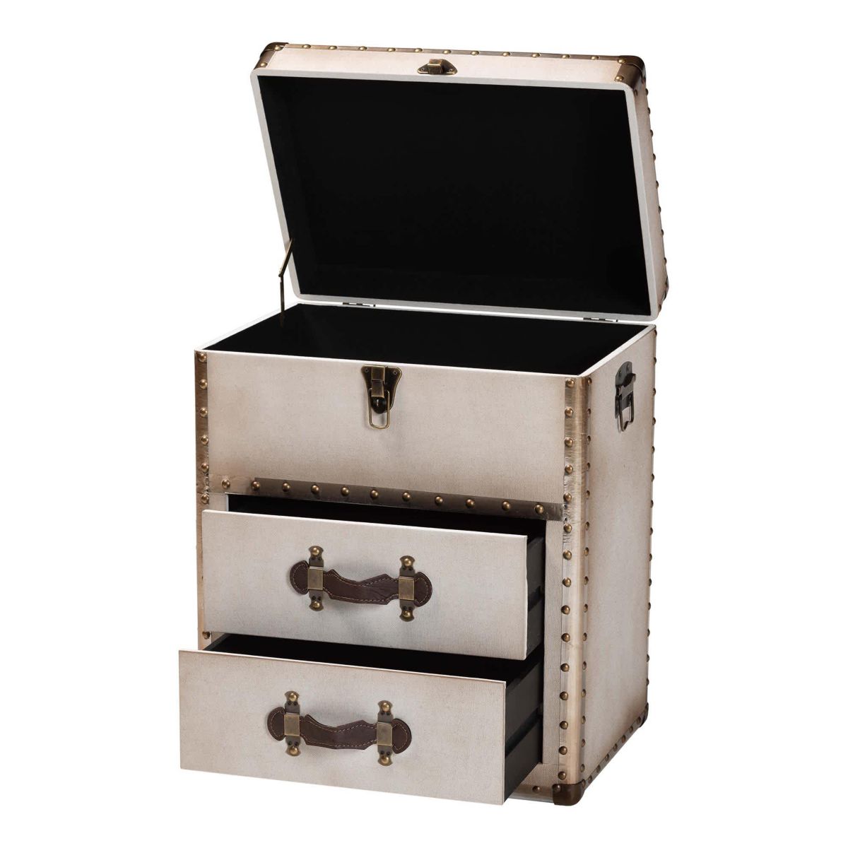 Agatha Coffee Canvas 2-Drawer Storage Trunk