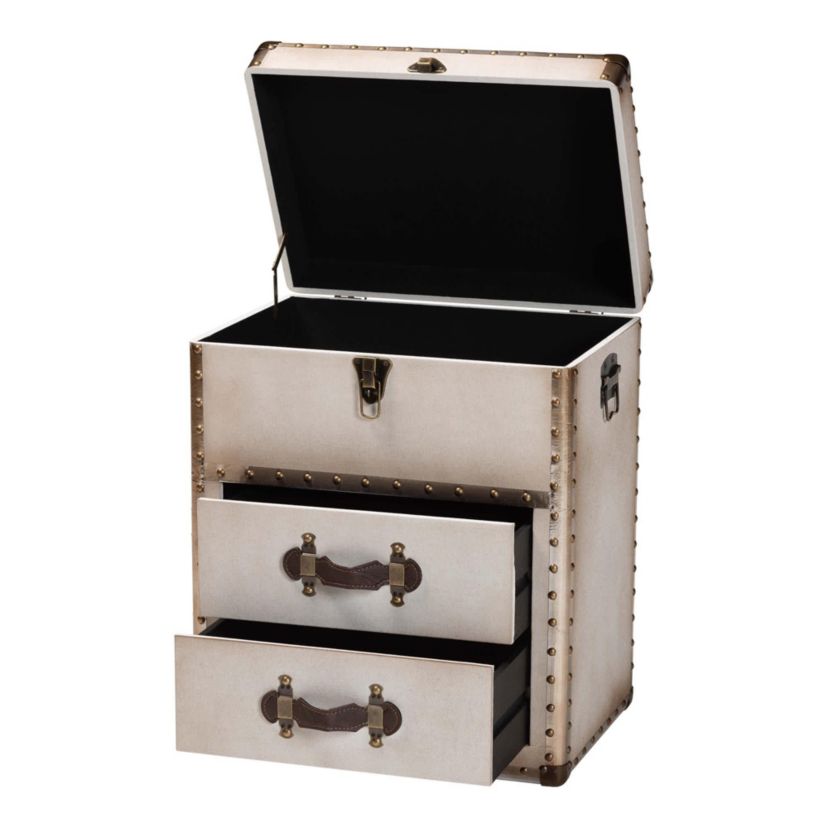 Agatha Coffee Canvas 2-Drawer Storage Trunk