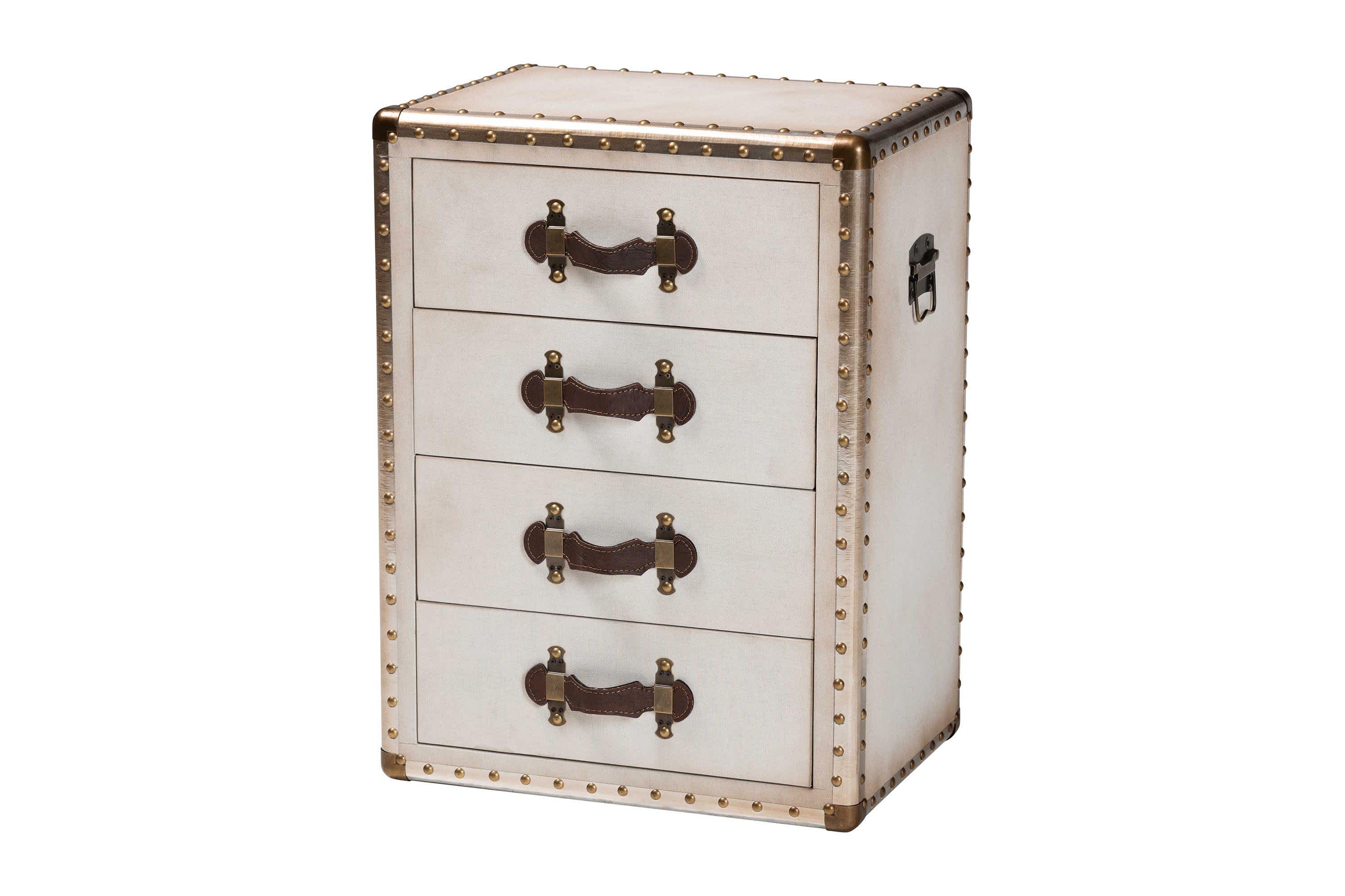 Jaelyn Coffee Canvas 4-Drawer End Table