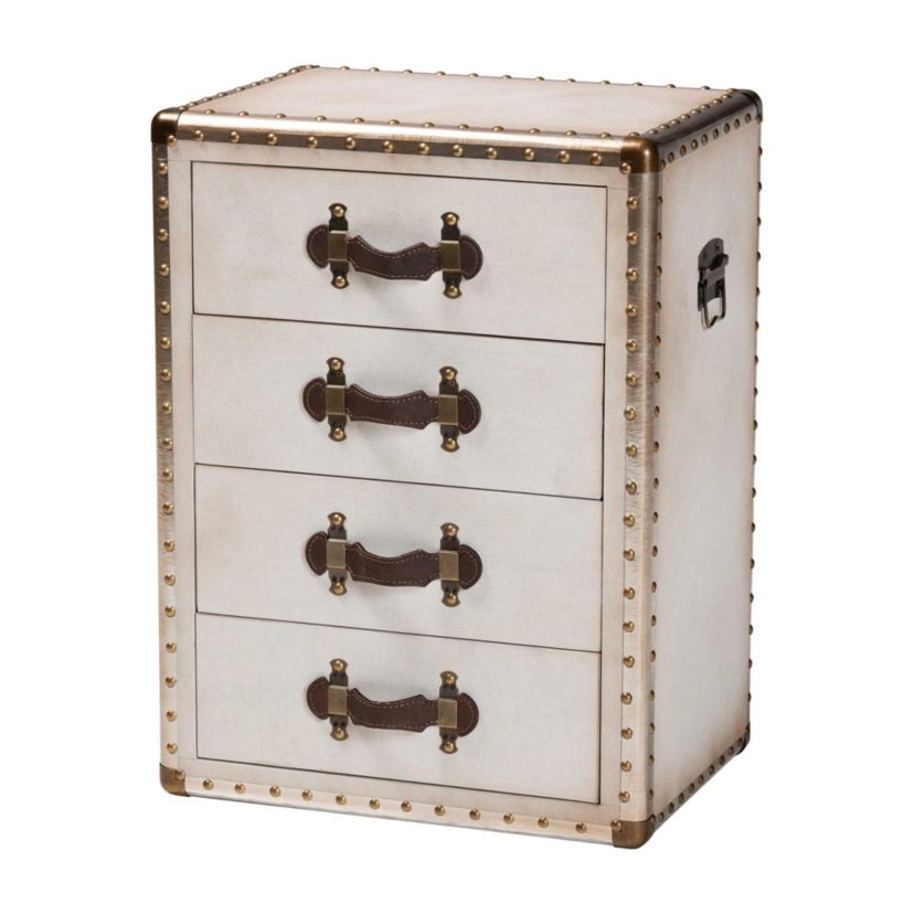 Jaelyn Coffee Canvas 4-Drawer End Table