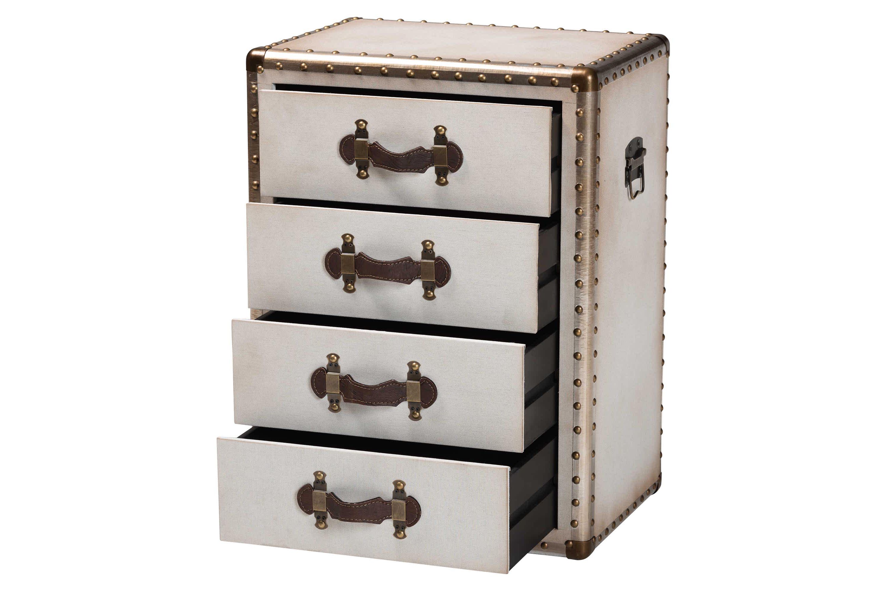 Jaelyn Coffee Canvas 4-Drawer End Table