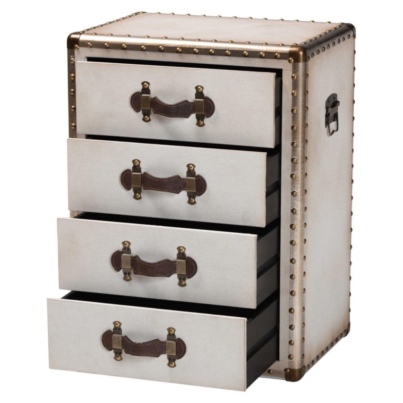 Jaelyn Coffee Canvas 4-Drawer End Table