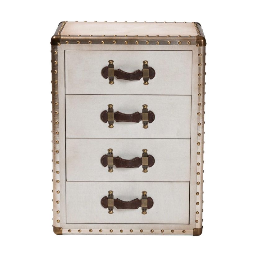 Jaelyn Coffee Canvas 4-Drawer End Table