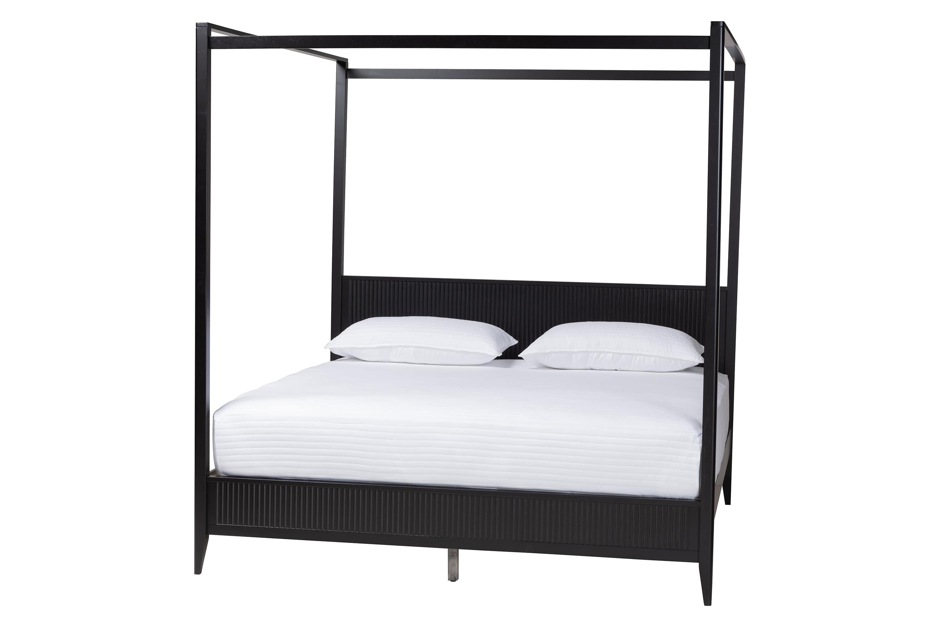 Primrose Black Fluted Wood King 4-Piece Canopy Bedroom Set
