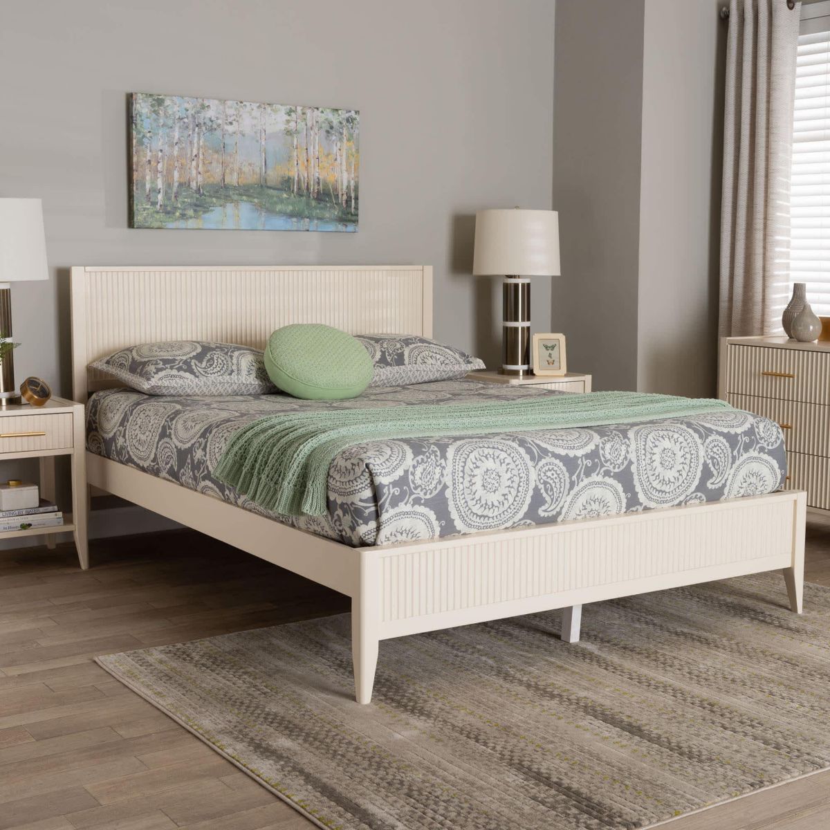 Primrose Black Fluted Wood Queen Platform Bed