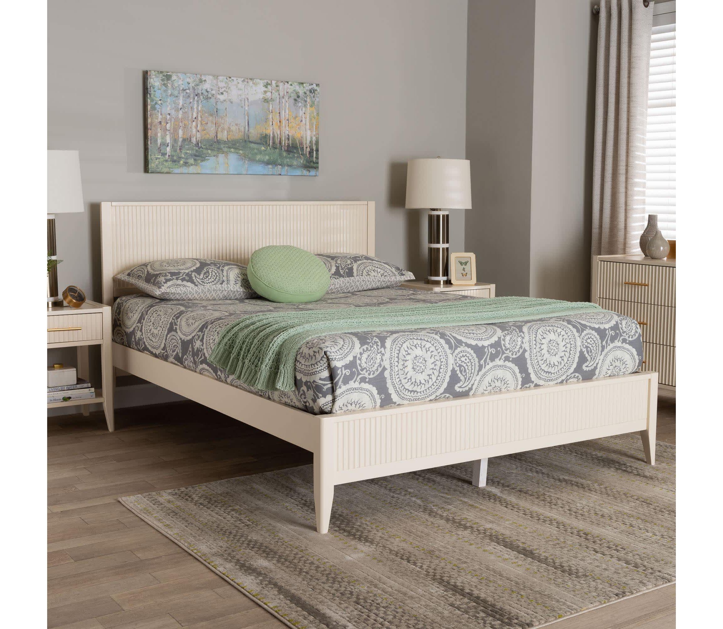 Primrose Black Fluted Wood Queen Platform Bed