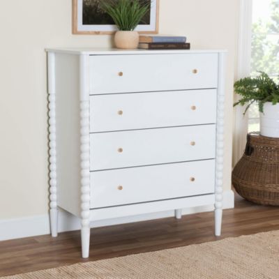 Baxton Studio Lucera Oak Brown Bobbin Wood 4-Drawer Chest, White