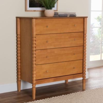 Lucera Oak Brown Bobbin Wood 4-Drawer Chest
