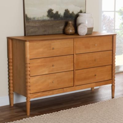 Lucera White Bobbin Wood 6-Drawer Dresser